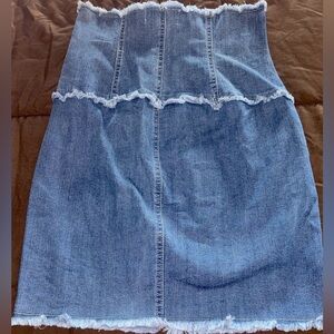 Lace Up High Waist Denim Skirt